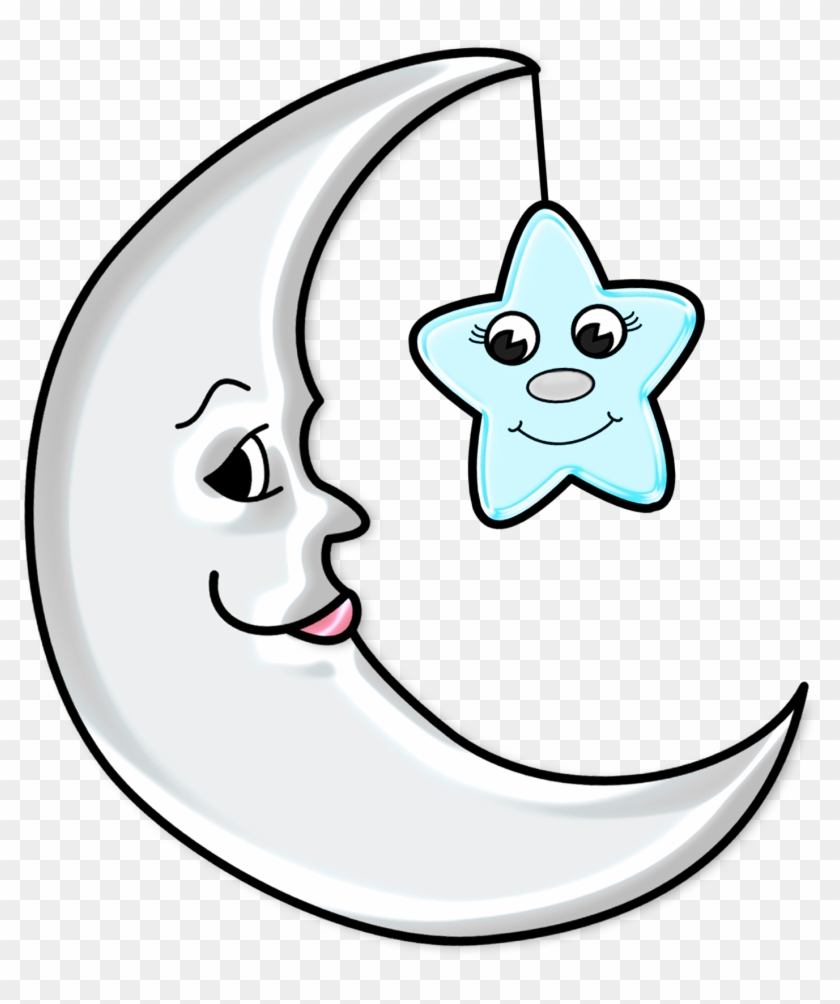 Cute Moon Clipart - Moon And Star Drawing #214399