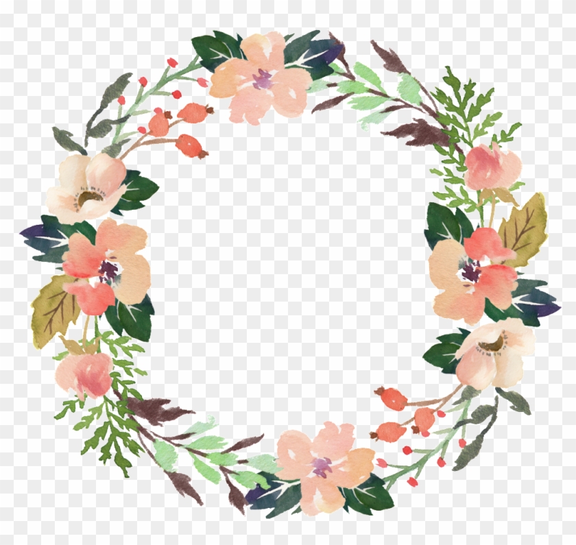 Fresh Meat Pink Flowers Hand Drawn Garland Decorative - Vector Art Flower Png #1365620