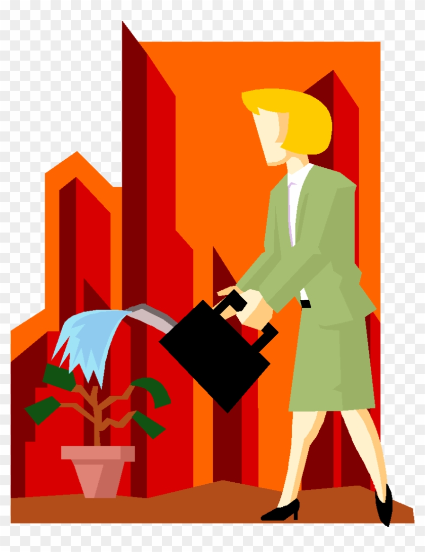 Biz Woman Watering Plant - Horticulture #1367248