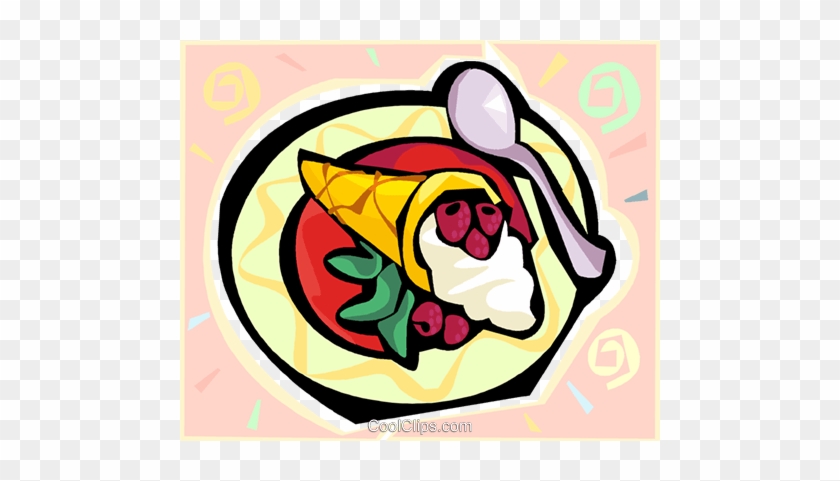 Dessert With Raspberries Royalty Free Vector Clip Art - Cartoon #1368278