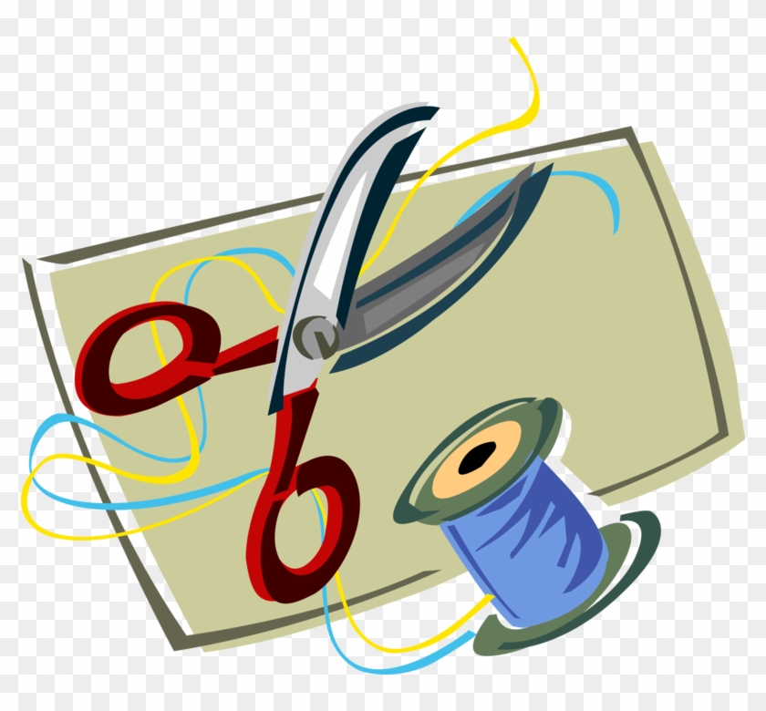 Scissors With Spool Of Thread Royalty Free Vector Clip - Scissors With Spool Of Thread Royalty Free Vector Clip #1369730