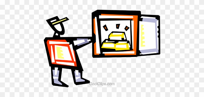 Man Opening Safe With Gold Bars Royalty Free Vector - Man Opening Safe With Gold Bars Royalty Free Vector #1374633