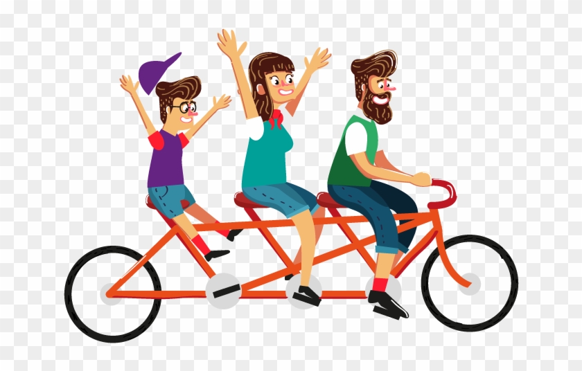 Vật Liệu Trang Trí Xe Đạp Ba Người Hoạt Hình Vẽ Tay - Poster Recorrido Turistico #1382767