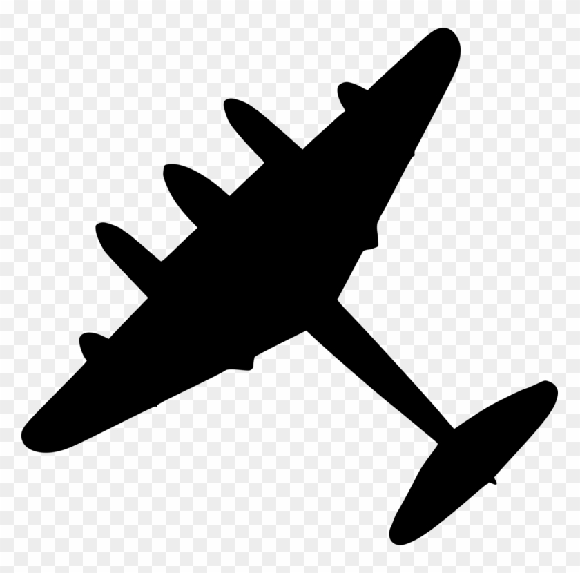 Airplane Second World War Fighter Aircraft Military - War Plane Silhouette Png #1383848