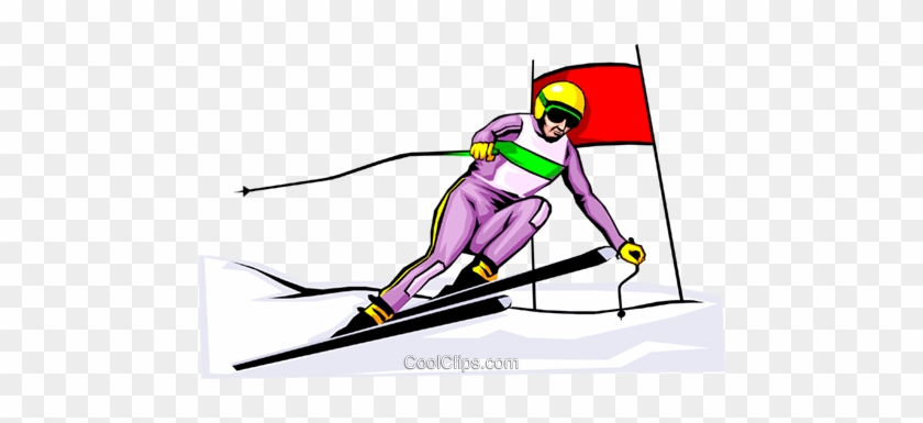Skier Royalty Free Vector Clip Art Illustration - Alpine Skiing Clipart #1384134