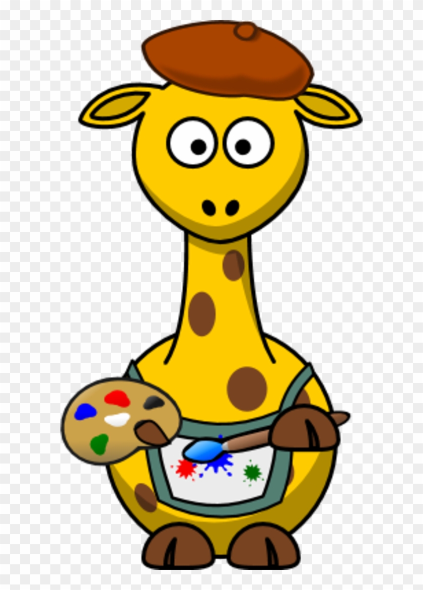 Giraffe As A Painter Artist - Painter Giraffe Cartoon Shower Curtain #216758