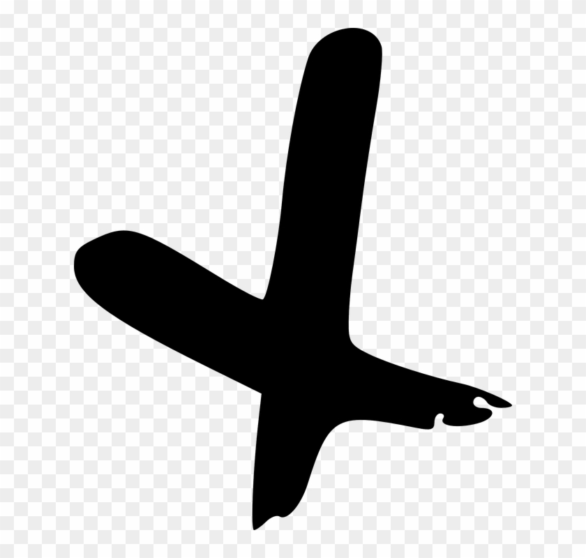 Black Ink Brush Stroke Smudge Paint Mark Line X Cross - Black Tick And Cross Png #217825