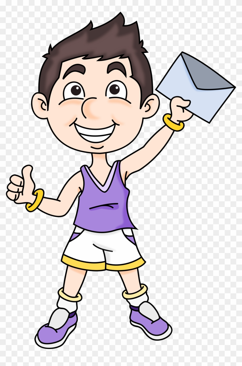 Clip Art Tags - Niño Con Carta #218573
