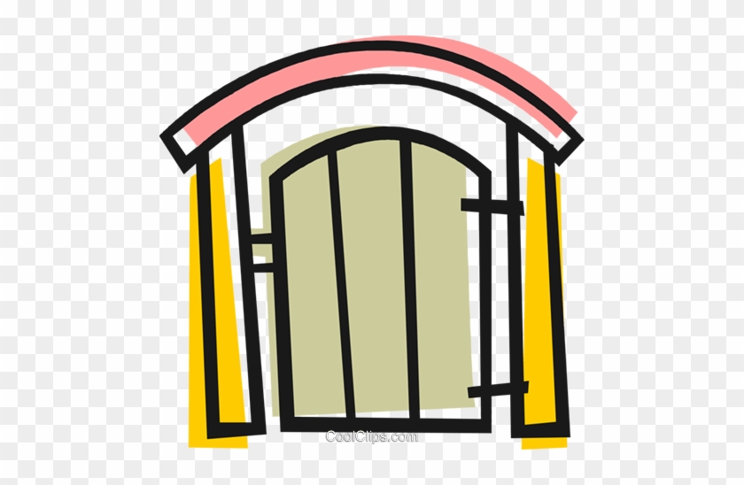 Back Yard Gate Royalty Free Vector Clip Art Illustration - Gate Clip Art #1390190