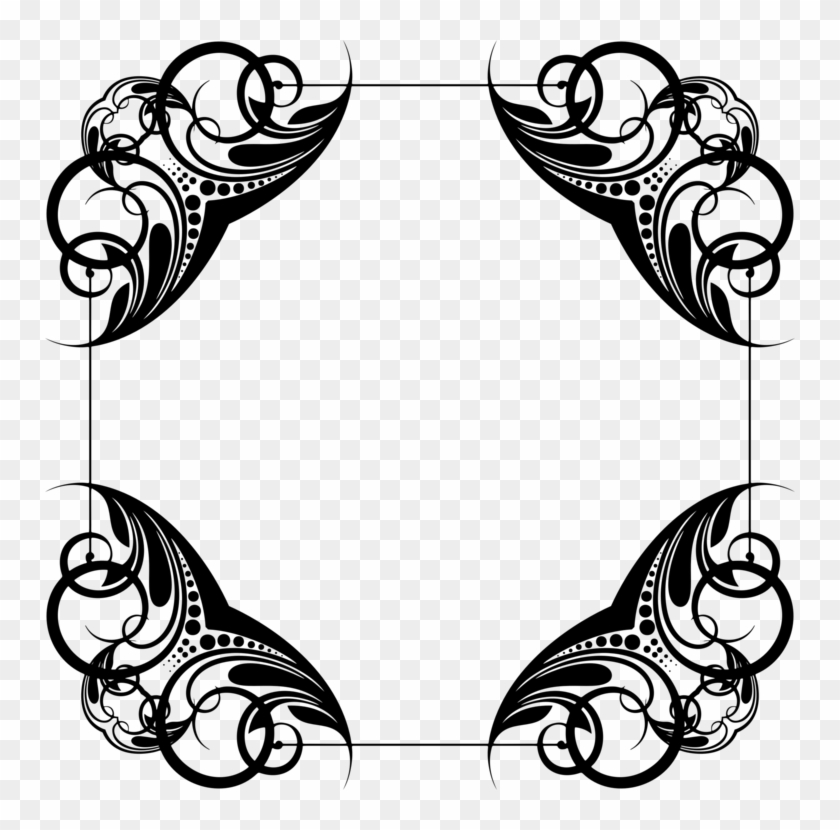 Decorative Corners Borders And Frames Ornament Encapsulated - Line Art Corner Design #1396465