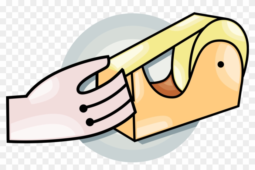 Vector Illustration Of Hand With Adhesive Tape Dispenser - Vector Illustration Of Hand With Adhesive Tape Dispenser #1396857