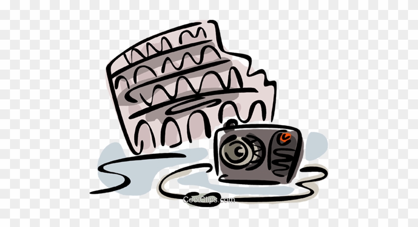 Camera And The Roman Coliseum Royalty Free Vector Clip - Camera And The Roman Coliseum Royalty Free Vector Clip #1397022