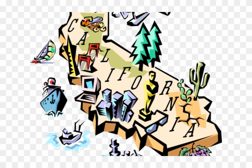 California Flag Clipart Banner - California Map Cartoon Png #1397142