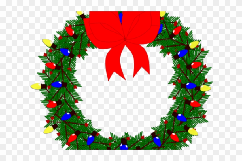 Garland Clipart Black And White - Christmas Wreath Clipart Transparent #1402720