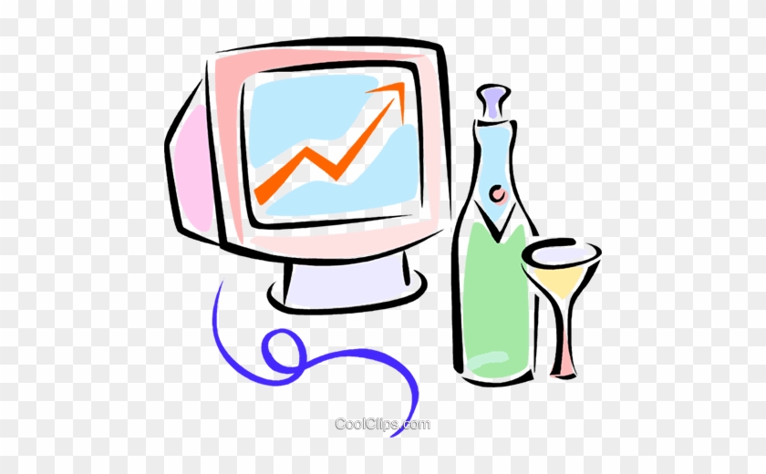 Champagne And Computer Monitor Royalty Free Vector - Champagne And Computer Monitor Royalty Free Vector #1404815