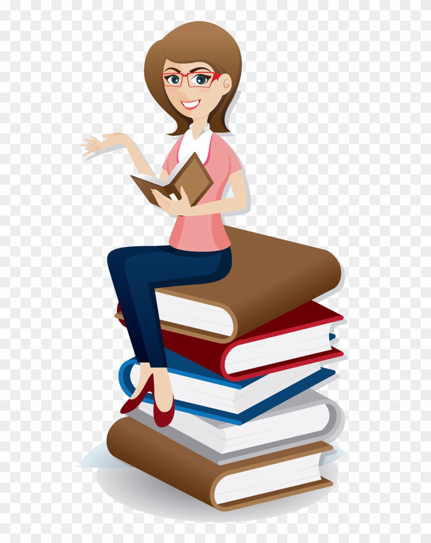 Professional Clipart Professional Girl - Woman Reading Book Cartoon #1405255