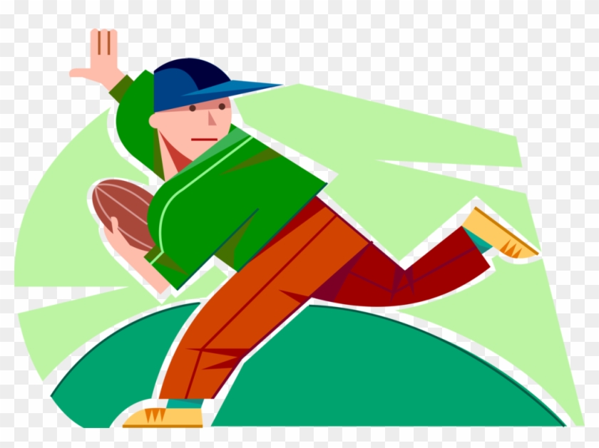 Vector Illustration Of Young Adolescent Boy Runs Down - Illustration #1409095