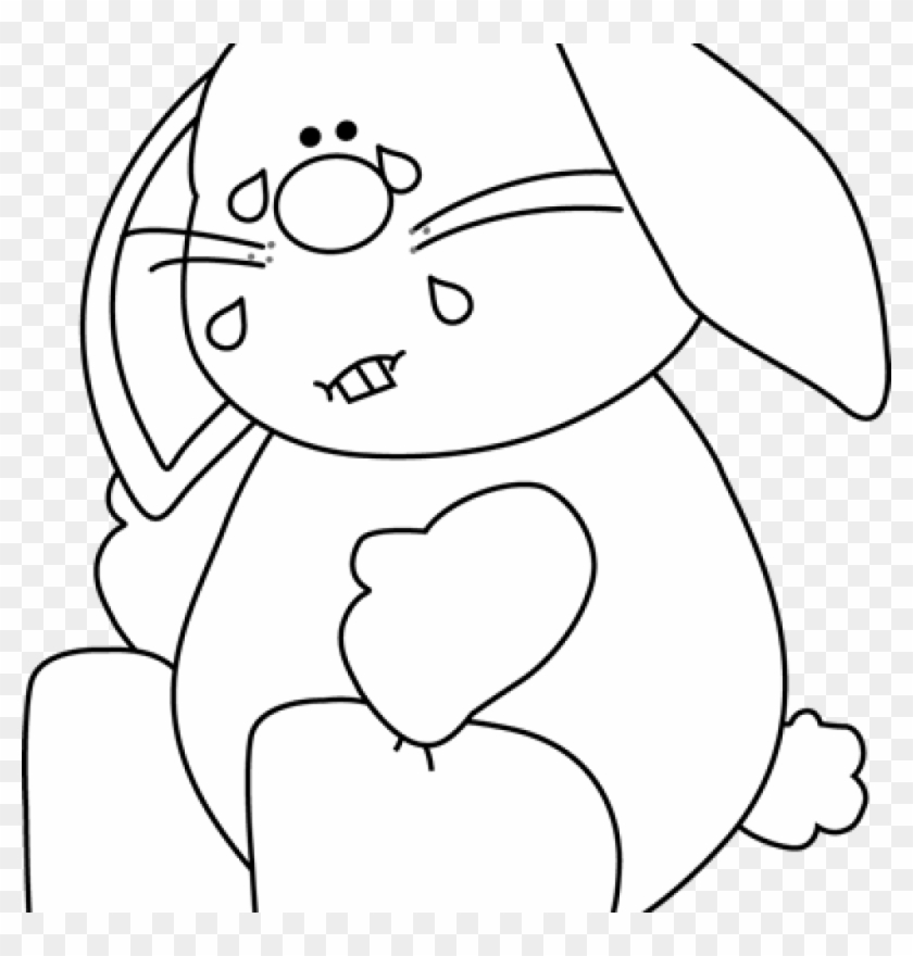 Bunny Clipart Black And White Black And White Sad Bunny - Clip Art #219709