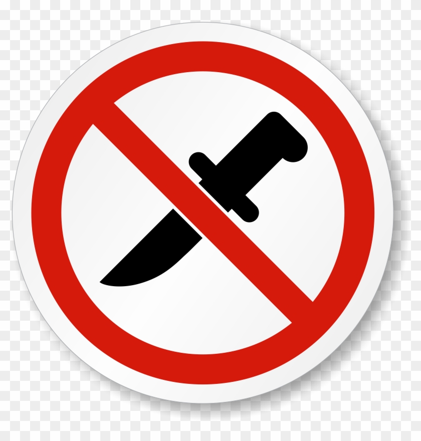No Knife Allowed Iso Prohibition Safety Symbol Label - Angel Tube Station #220257