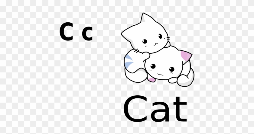 C For Cat Black White Line Art 555px - Cute Cartoon Cat Drawing #222319