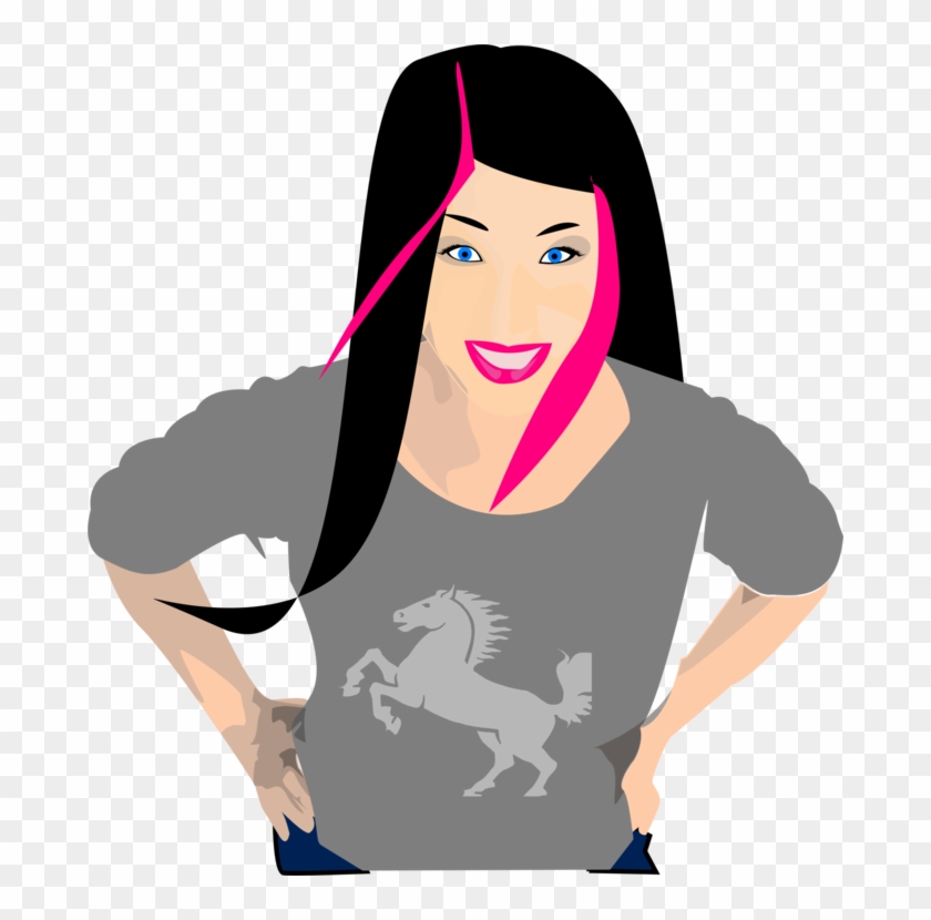 Black Hair Cartoon Drawing Punk Rock - Mom Black Hair Cartoon #1411960