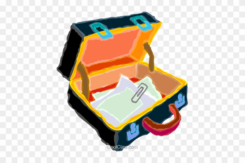 Briefcase With Papers And Paper Clips Royalty Free - Clip Art #1415152