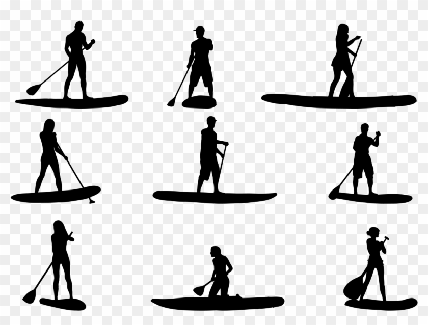 Paddle Clipart Paddle Board - Stand Up Paddle Silhouette #1415982