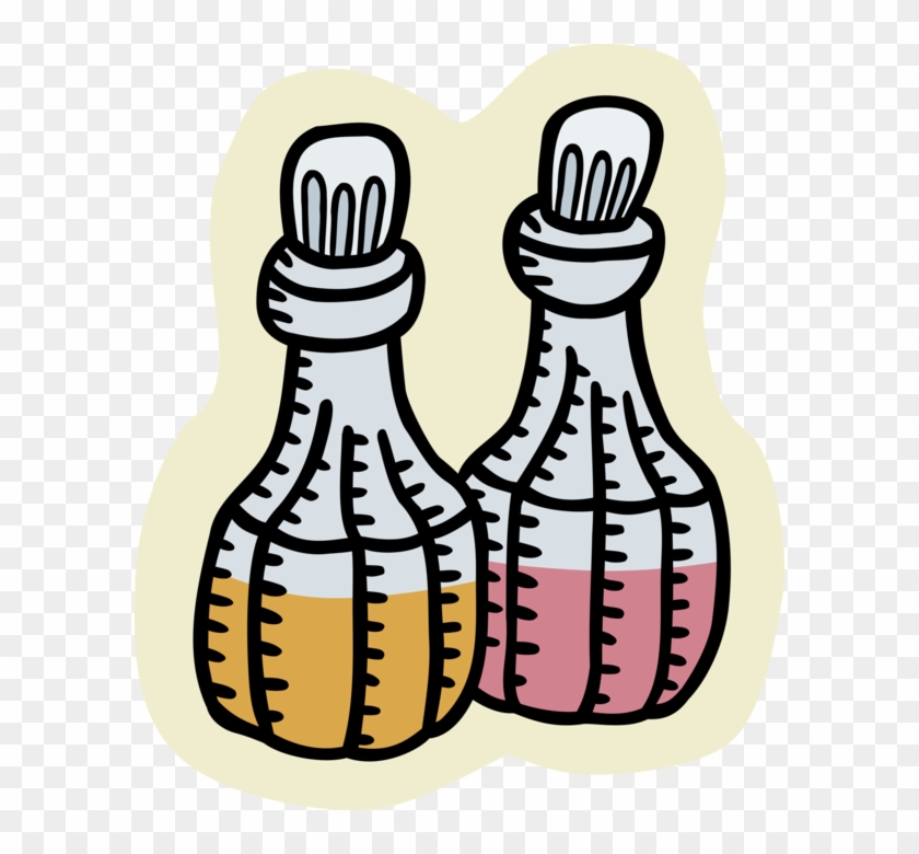 Black And White Stock Oil And Vinegar Bottles Image - Salad #1419576
