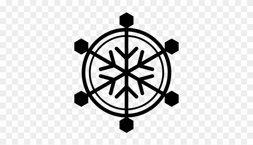 Snowflake With Round Border Vector - Transparent Icon Snow #1421468