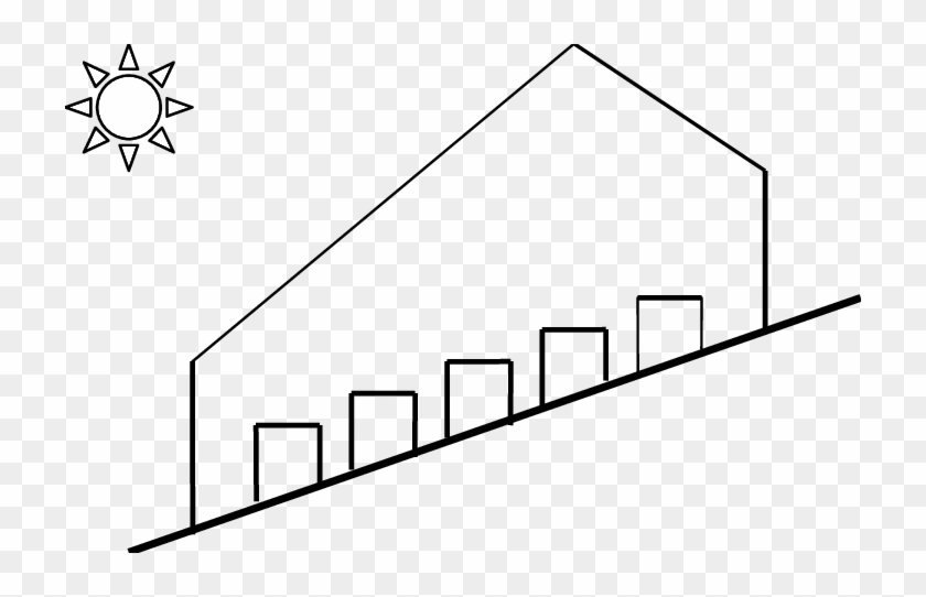 A Schematic Diagram Of An Uneven-span Greenhouse - Uneven Span Type Greenhouse #1422488