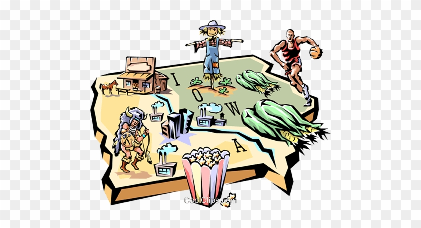 Iowa Vignette Map Royalty Free Vector Clip Art Illustration - Three-legged Dog Walked Into A Bar [book] #1425650