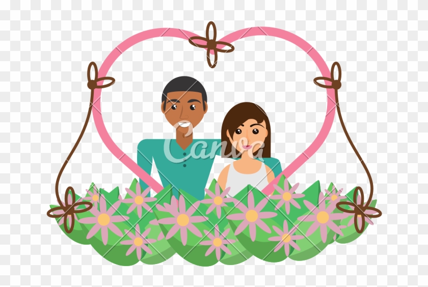 Couple With Heart Frame - Clip Art #1431563