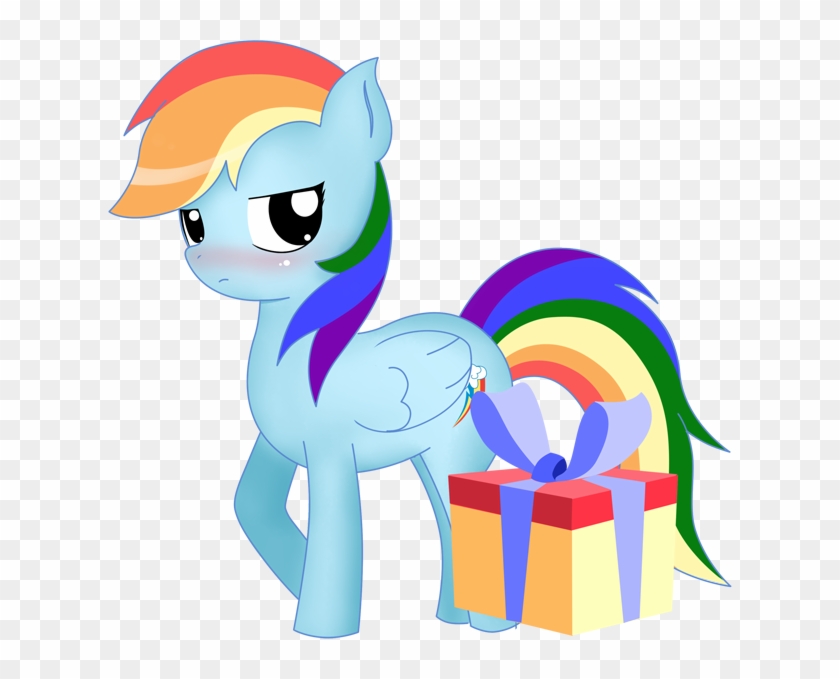 2kaze, Blushing, G4, Present, Rainbow Dash, Safe, Simple - Cartoon #1432987