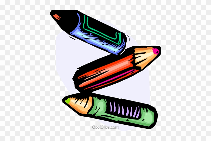 Three Crayons Royalty Free Vector Clip Art Illustration - Arts And Crafts Clip Art #1434679