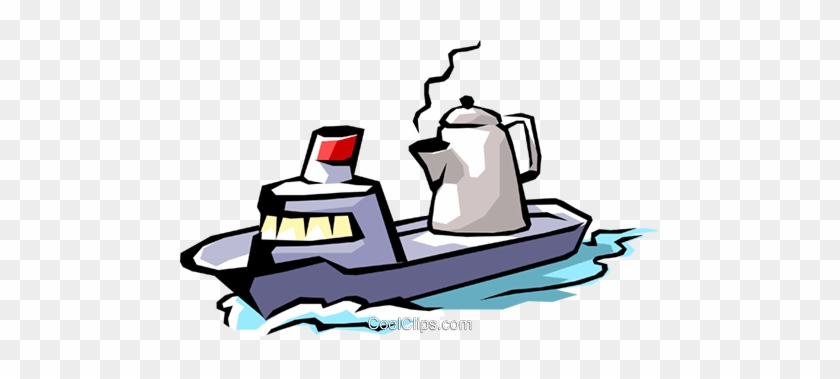 Ship With Teapot Royalty Free Vector Clip Art Illustration - Ship With Teapot Royalty Free Vector Clip Art Illustration #1436842
