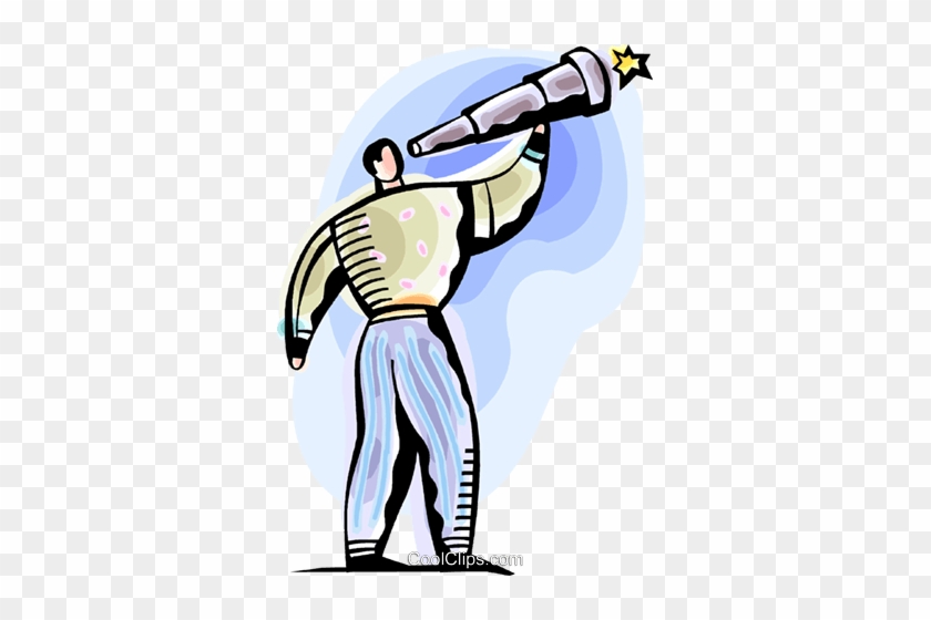 Man Looking Through Telescope Royalty Free Vector Clip - Man Looking Through Telescope Clip Art #1437332