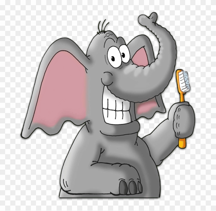 Elephant Brushing Teeth Clipart - Elephant Brushing Teeth Clipart #1437453