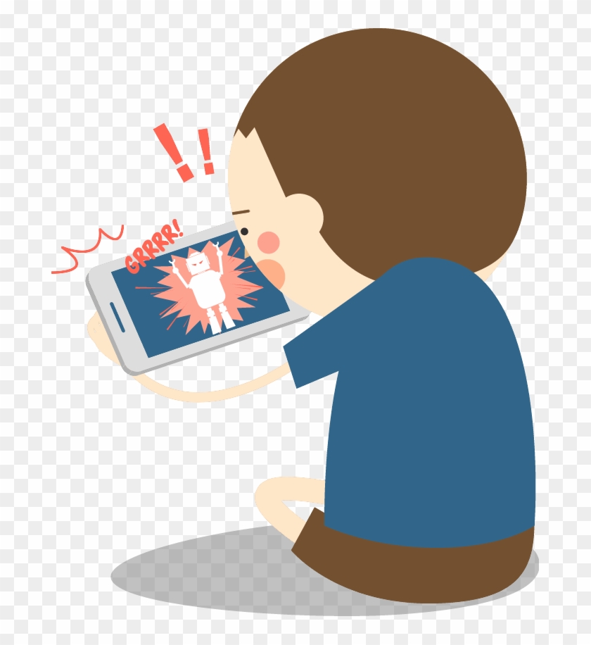 Clipart Boy Phone - Playing Games On Phone Cartoon #1437607