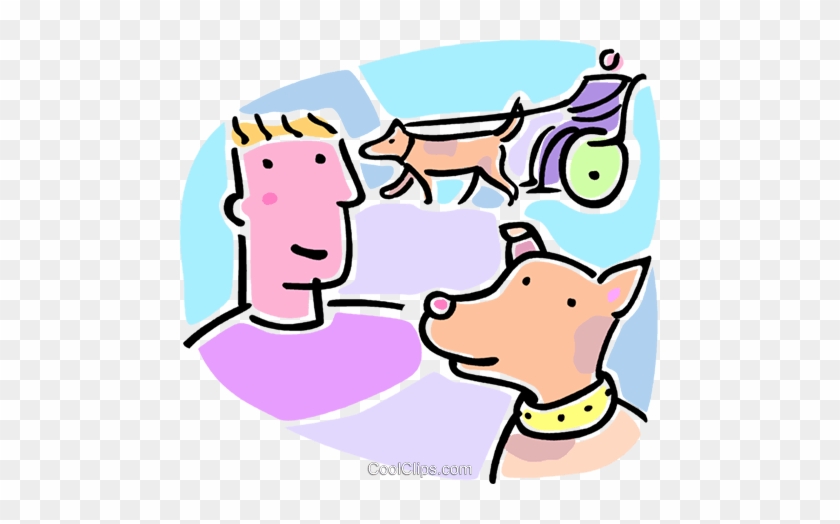 Person In Wheelchair Walking A Dog Royalty Free Vector - Person In Wheelchair Walking A Dog Royalty Free Vector #1442166