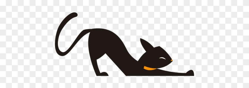 Black Cat Silhouette Stretching - Stretch Drawing #1447613