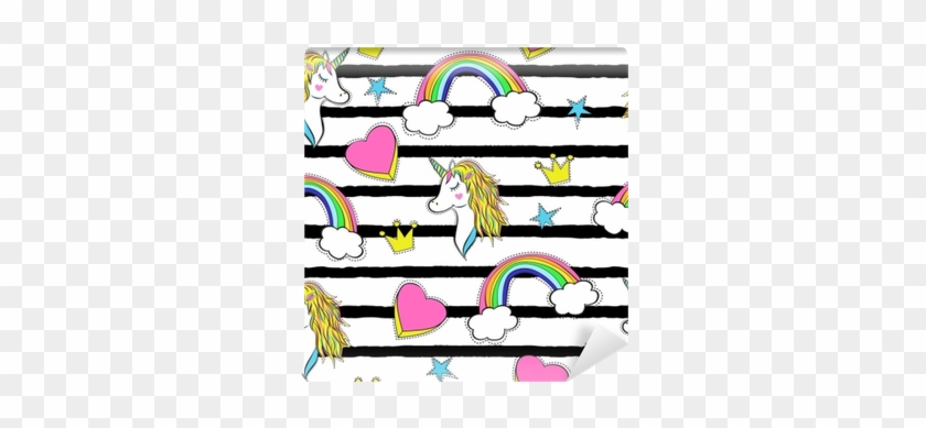 Picture Royalty Free Library Seamless Pattern With - Stripes And Unicorns Journal #1448083