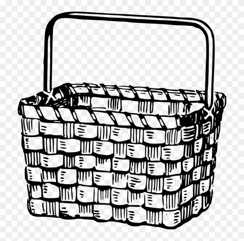 Drawing Picnic Baskets Line Art Fishing Basket - Basket Drawing #1448145