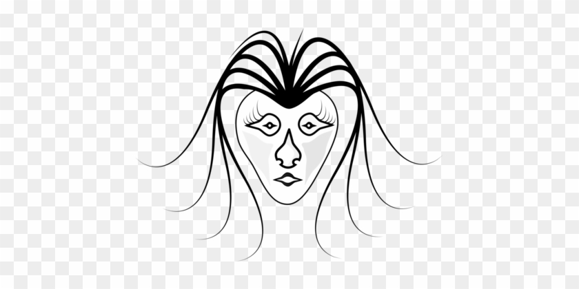 Eye Face Black And White Drawing Line Art - Vector Graphics #1448976