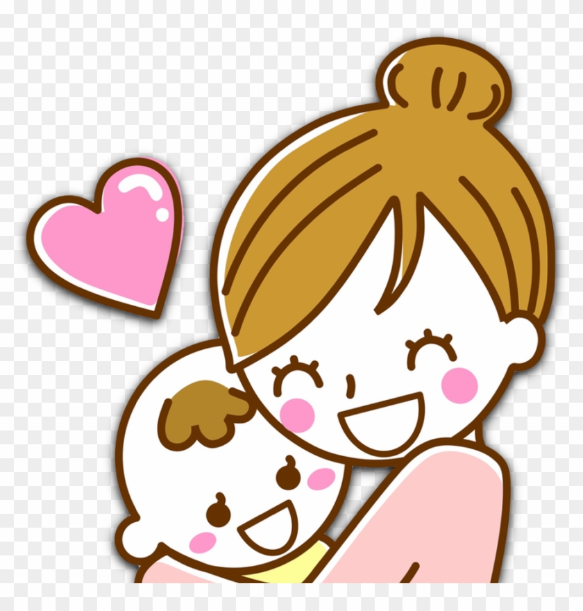Daycare Clipart Big Baby - Hug Mom And Baby Girl Cartoon #1455473