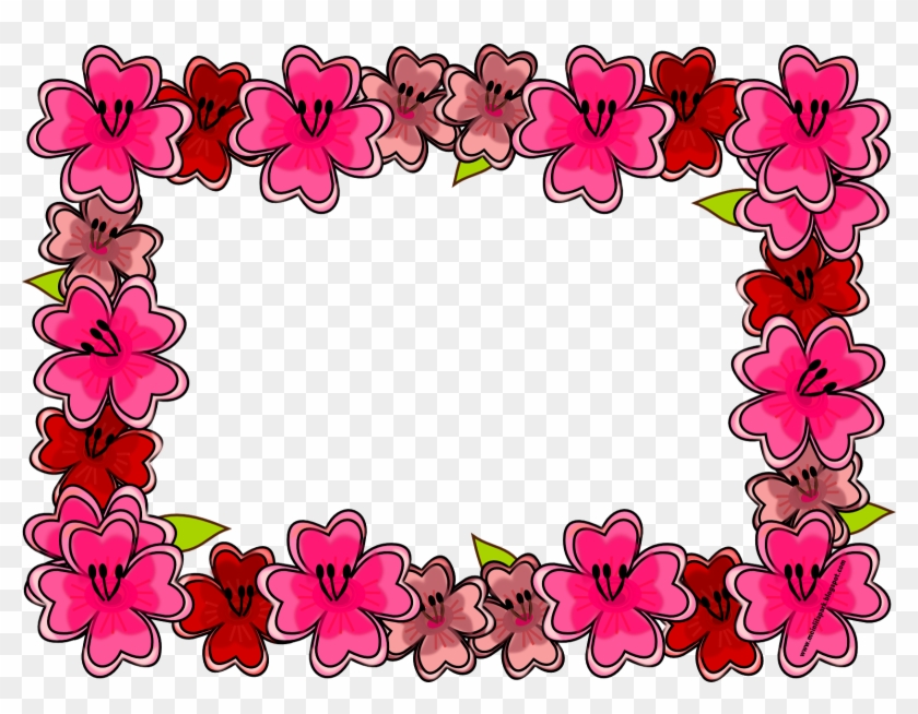 Free Digital Bright Flower Frame Png And Journaling - Pink Flower Frames Png #226508