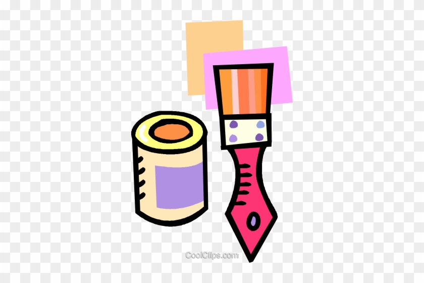 Paint Can And Brush Royalty Free Vector Clip Art Illustration - Art #1460537