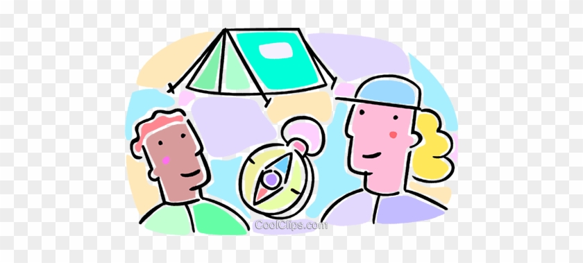 Campers With A Tent And A Compass Royalty Free Vector - Campers With A Tent And A Compass Royalty Free Vector #1463819