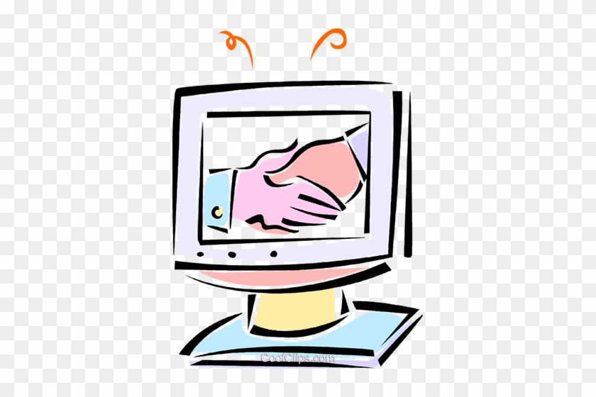 Shaking Hands On A Computer Monitor Royalty Free Vector - Shaking Hands On A Computer Monitor Royalty Free Vector #1467744