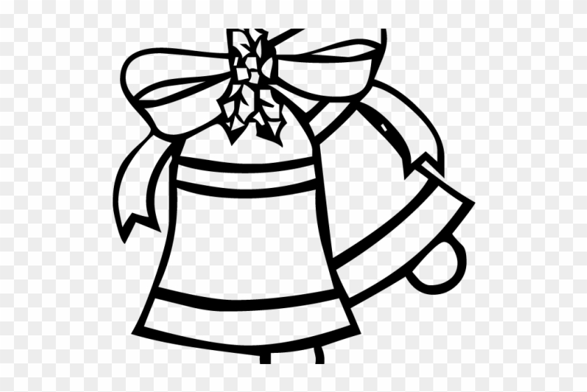 Christmas Bell Clipart Coloring - Christmas Bell Black And White Png #1471309