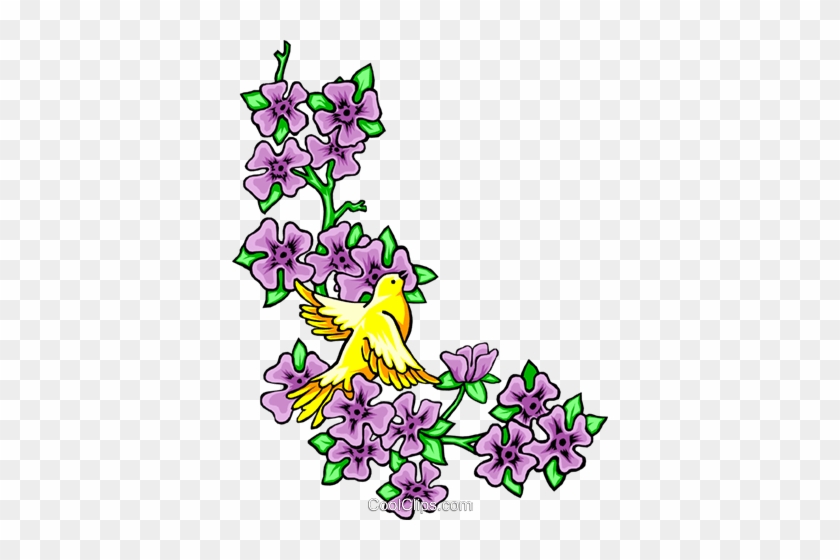 Floral Design With Bird Royalty Free Vector Clip Art - Floral Design With Bird Royalty Free Vector Clip Art #1476617